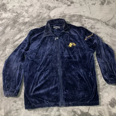 Jaqueta rara vintage Marc Buchanan Pelle Pelle veludo pista com logotipos costurados M - Imagem 1 de 4