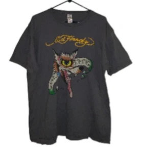 Vintage Ed Hardy T-Shirt Herren XXL Wolf Y2K grau "Love Me" von Christian Audigier - Bild 1 von 7