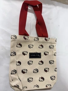 Hello Kitty Canvas Red Strap Bag Tote Handbag Shoulder Straps Sanrio Girl New - Picture 1 of 6