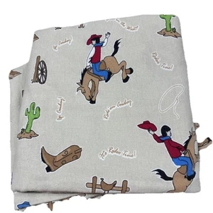 Divatex Brown Flannel Cowboy Rodeo Horse Size TWIN Fitted Sheet - Picture 1 of 4