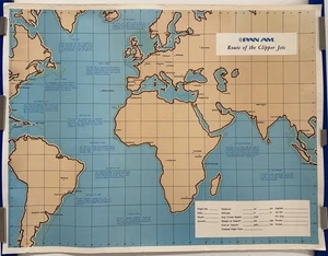 Original Vintage Poster PAN AM Airline Travel Clipper Jet Map Destinations Plane - Picture 1 of 3