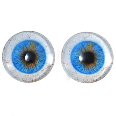 Par de muñecas cabujones de espalda plana taxidermia ojos de vidrio blancos humanos azules con ojos de vidrio Foto 1 de 4