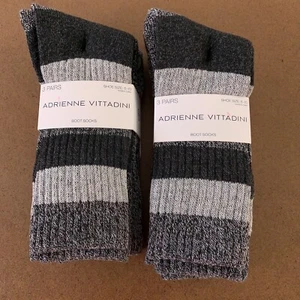 Adrienne Vittadini Women's Shoe Size 5-10 Gray Striped Boot Socks 6 Pairs NWT - Picture 1 of 7