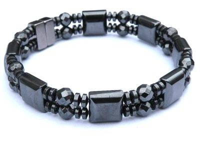 Men’s Women’s 100% Magnetic Hematite Bracelet Anklet Arthritis 2 row AAA - Image 1 of 3