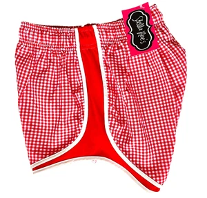 NWT! NEW! LAUREN JAMES SHORTIES RED GINGHAM PREPPY RUNNING SHORTS WOMENS SIZE XS - Picture 1 of 12