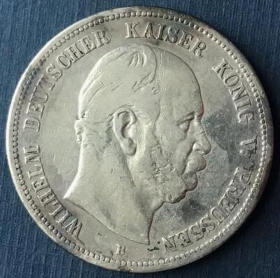 🇩🇪🇩🇪 1876 B GERMAN STATE PRUSSIA 5 MARK 🇩🇪🇩🇪 - Image 1 of 2