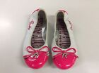 Girls White And Neon Pink Replay Pumps With Diamant "R" And Pink Bow. Size 33