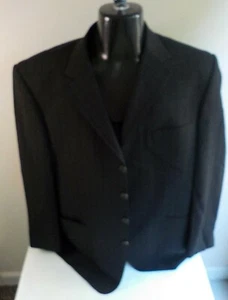 VERSACE COLLECTION 4 Button Texture Checks Men's Blazer-Black-Wool Blend-SZ 44R - Picture 1 of 7