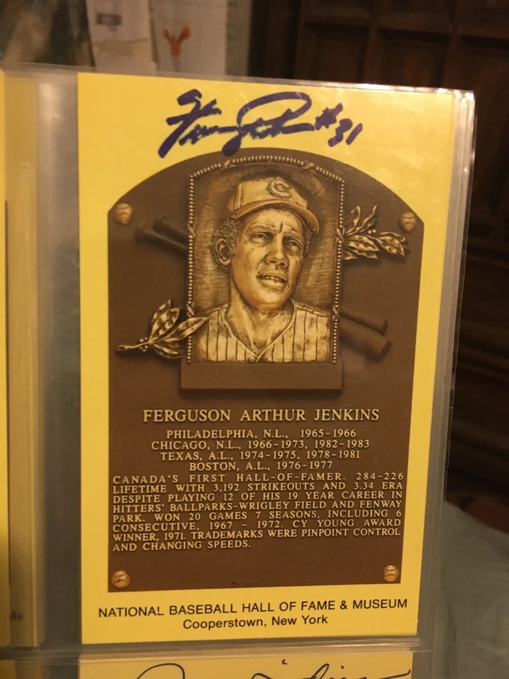 Fergie Jenkins Signed MLB plaque card.  MLB HOFer. - Image 1 of 1