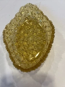 Vintage Amber Daisy And Button Glass Dish 6" By 4" - Picture 1 of 7