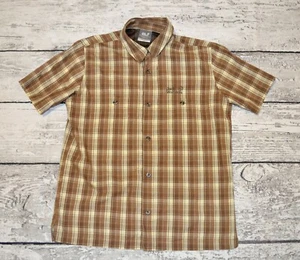 Camicia Jack Wolfskin manica corta outdoor uomo vestiti quadri viaggio bottoni  - Foto 1 di 12