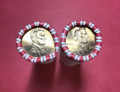 2012 **Banco original embrulhado ** Rolos de centavos Lincoln não circulados (2) OBW Penny's - Imagem 1 de 4