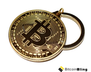 Bitcoin Keychain Gold Plated Cryptocurrency Gift by BitcoinBling - Picture 1 of 1