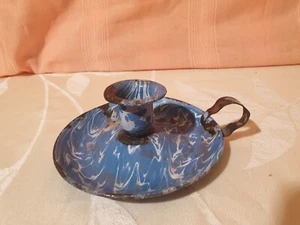 Old Enamel Cellar Rat Glazed Tole Candle Out of Attic - Picture 1 of 7