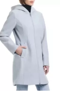 Vince Camuto Womens Faux Wool Hooded Full Zip Jacket Mid Length X-Large NWT - Picture 1 of 9