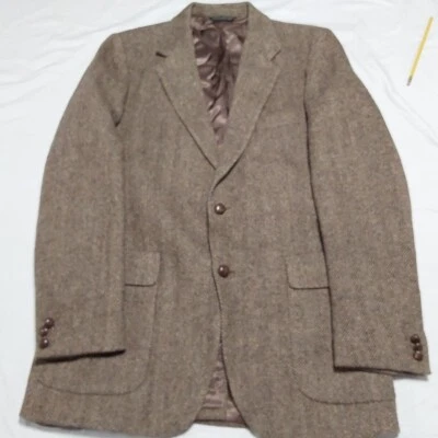 Monsieur Bernard Men's Herringbone Tweed Sport Coat Size 42L Brown Jacket Wool - Image 1 of 4