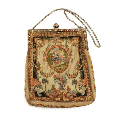 Antiguo Monedero Tapiz 935 Marco Plata con Esmalte y Marcasitas Austríaco Foto 1 de 4