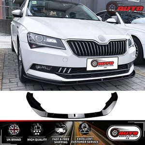 Skoda Superb B8 Front Bumper Spoiler Splitter Lip Kit Gloss Black 2016-2018 - Picture 1 of 8