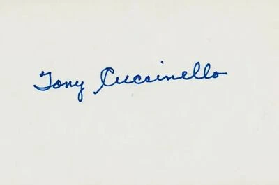 "Boston Bees" Tony Cuccinello Signed 3X5 Card COA - Image 1 of 2