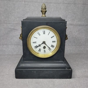 Antique Victorian Black Marble Mantle Clock - Picture 1 of 5