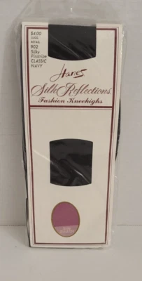 De Colección Hanes SEDA Reflejos Moda Rodilleras Rayas Sedosas Clásicas Azul Marino Talla 1 Foto 1 de 4