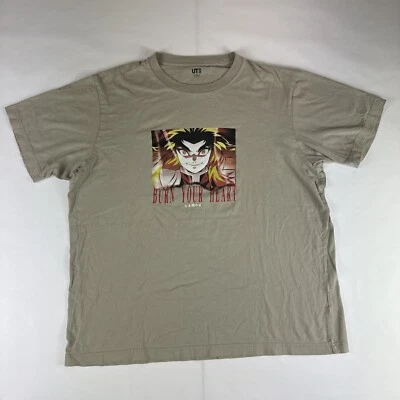 Camiseta Uniqlo UT Demon Slayer Burn Your Heart Adulto Talla L Rengoku Kimetsu Beige Foto 1 de 4