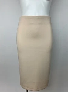 Catherine Malandrino Nude Beige Scuba Stretch Pencil Skirt Full Zip Back 2 - Picture 1 of 4