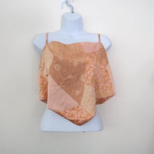 Forever 21 Boho Bandana Top 2X Satin Floral Scarf Tank Tie Back Festival Crop - Picture 1 of 6