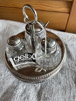 Serviteur métal argenté Gelb l'orfèvre  Paris Bel objet sel poivre moutarde - Photo 1/2
