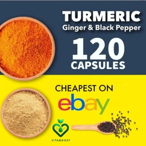 Turmeric Tablets 3200mg + Ginger + Black Pepper | 120 Tablets - Cheapest On Ebay - Picture 1 of 1
