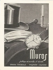 Original 1948 pequeño anuncio MUROS Swiss Suisse reloj movimiento ARTE MEDIADOS DE SIGLO - Imagen 1 de 1
