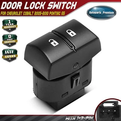 Interruptor de bloqueo de puerta del lado del conductor delantero para Chevy Cobalt 2005-2010 Pontiac G5 07-10 Foto 1 de 4