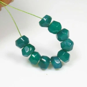 6.51 Ct Natural Well Polished Green Onyx 10 Drilled Faceted Beads,India- A1834 - Picture 1 of 2