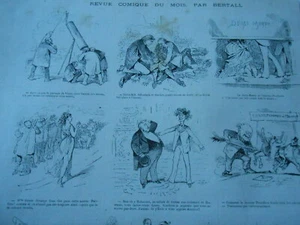 Gravure 1874 - Caricature vignette entre Offenbach et Sardou - Picture 1 of 2