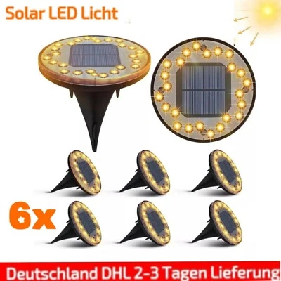 6X 24 LED Solarleuchte Solarlampe Bodenstrahler Bodeneinbau Außen Gartenstrahler - Bild 1 von 4