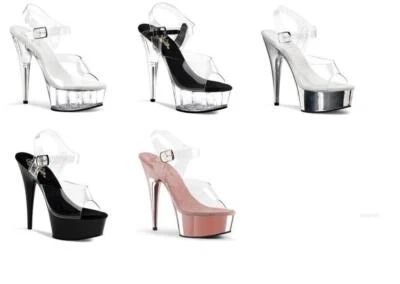 PLEASER USA Pleaser High Heel Stiletto Peeptoe Platform 6" Shoes Sandals Delight 608