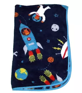 Carters Space Adventure Puppy Dog Baby Toddler Blanket Navy Blue Security Lovey - Picture 1 of 2