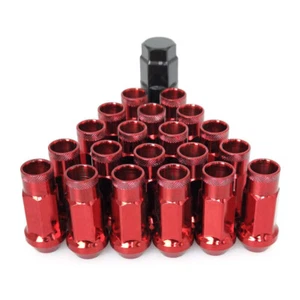 20pcs Red Racing Extended Open End Tip Steel Wheel Lug Nuts M12x1.25+ Adapter - Picture 1 of 12