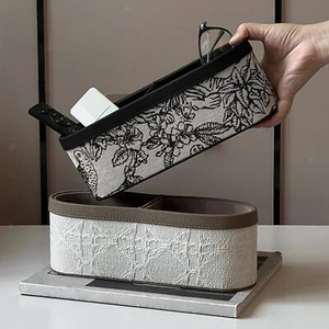 Remote Control Holder, 2 Compartments Cosmetic Organizer Ornament, Desktop - Picture 1 of 11