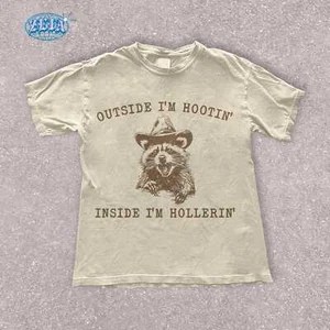 Funny Raccoon Men Women T-Shirt Vintage Cowboy Tee Great Gift for Rodeo Fans - Picture 1 of 10