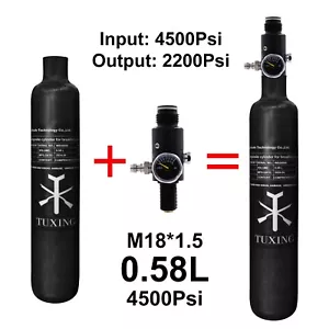 TUXING 4500Psi Pcp Air Tank 0.58L Carbon Fiber HPA Tank with Valve (2200psi) - Picture 1 of 17