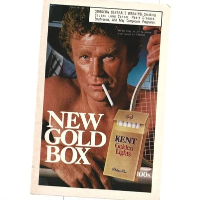 Estante de tenis vintage Kent Golden Lights impresión de publicidad de cigarrillos años 80 Foto 1 de 2