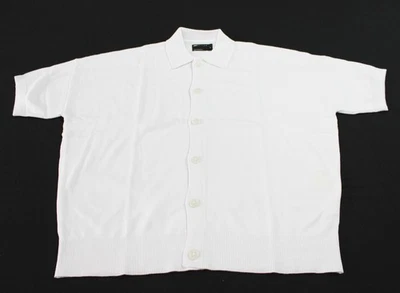 Polo de algodón tejido con botones EH6 blanco pequeño de ajuste grande para hombre ASOS Design Foto 1 de 3