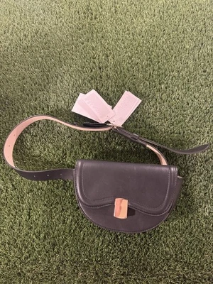 Black Leather Belt Bag with Buckle - Image 1 of 4