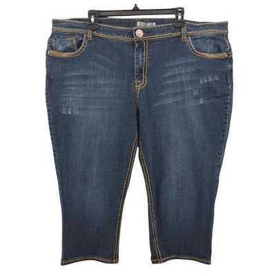 Pantalones de mezclilla Zana Di Capri tiro alto elásticos azules desgastados informales para mujer 22 Foto 1 de 4