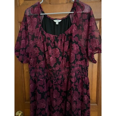 Vestido Terra & Sky Floral Oscuro Calado Para Mujer 2X Berry Whimsigoth Fairy Grunge Foto 1 de 4