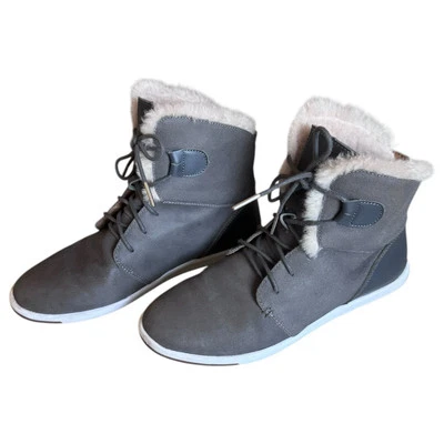 EMU Australia Women's 10 Winton suede gray fur lined boots lace up  - Image 1 of 4