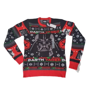 Geeknet 2023 Darth Vader Christmas Sweater Adult's Small Red & Black Ugly Party - Picture 1 of 10