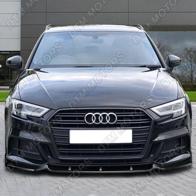 For 2017-2020 Audi A3 S3 Sport Painted Black Front Bumper Lip Body Kit Spoiler - Image 1 of 4