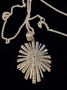 Vtg Sterling Silver StarBurst pendant Necklace Spinel 925 20" Long - Picture 1 of 9